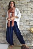 Lalli Damask Classic Tapered Barrel Leg Pant Navy